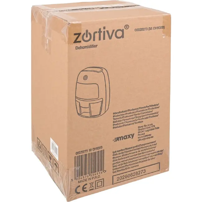 Zortiva Luchtontvochtiger 300 ml/24 uur - zwart, 600 ml reservoir, LED-indicatie en automatische stop