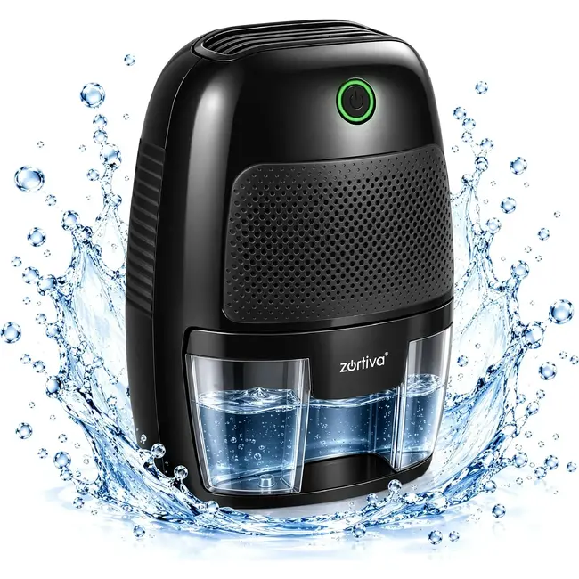 Zortiva Luchtontvochtiger 300 ml/24 uur - zwart, 600 ml reservoir, LED-indicatie en automatische stop