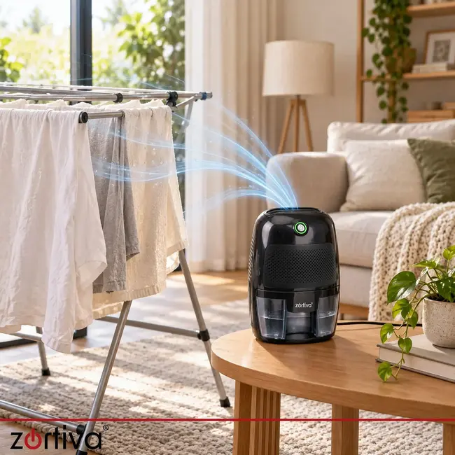 Zortiva Luchtontvochtiger 300 ml/24 uur - zwart, 600 ml reservoir, LED-indicatie en automatische stop