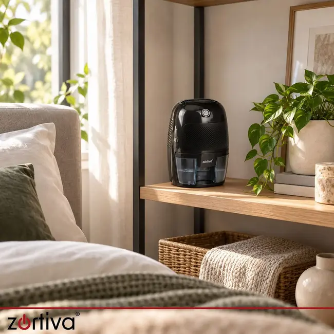 Zortiva Luchtontvochtiger 300 ml/24 uur - zwart, 600 ml reservoir, LED-indicatie en automatische stop