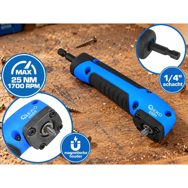 GEKO Hoekadapter voor bits 90 graden - 1/4 inch, 150 mm, magnetische bithouder inclusief PH2-bit