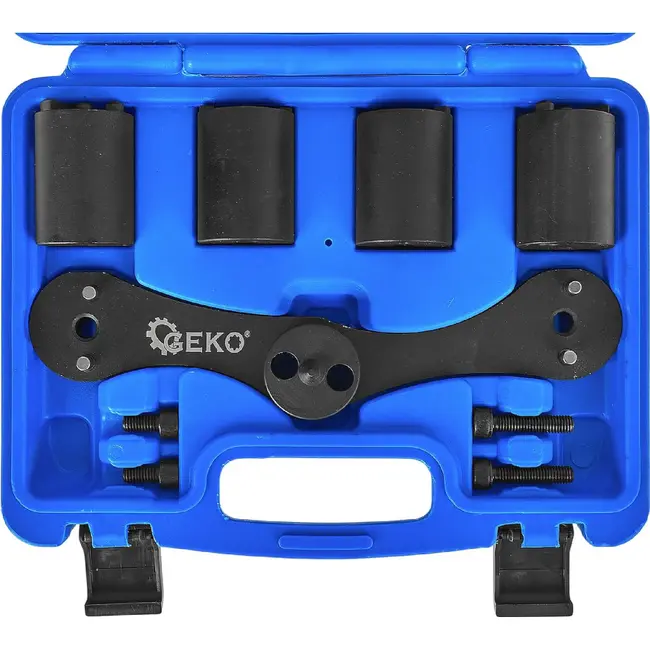 GEKO Blokkeerset voor balansassen BMW N47 B47 B48 - 4 adapters en basisplaat voor motoronderhoud