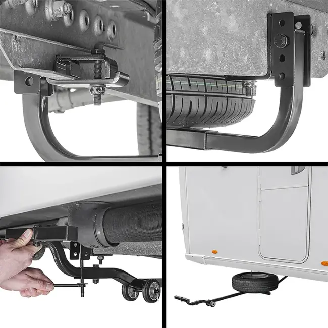 ProPlus Reservewielhouder onder caravan met wielen voor chassis 1300-1850 mm en reservewiel tot 23 kg