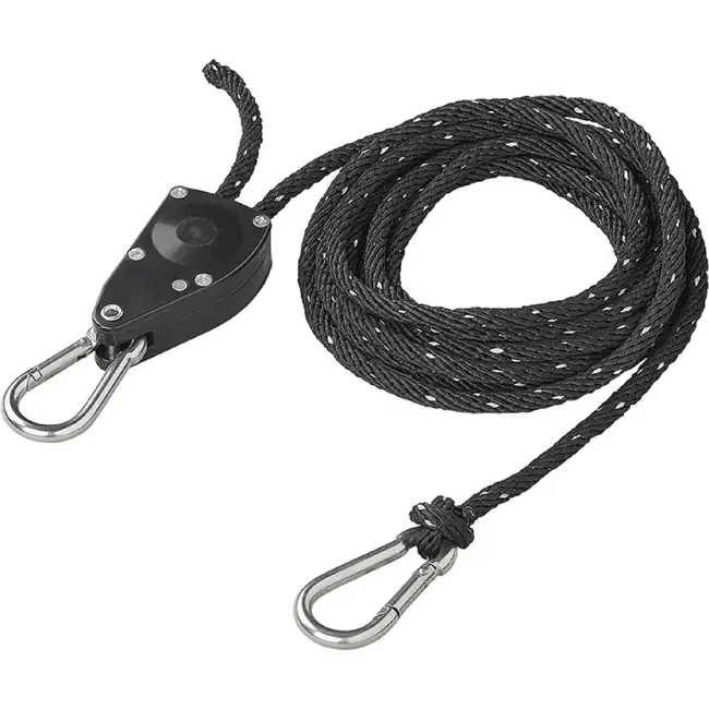 ProPlus Scheerlijn met katrol 360 cm en 6 mm nylon koord met reflecterende strepen voor camping