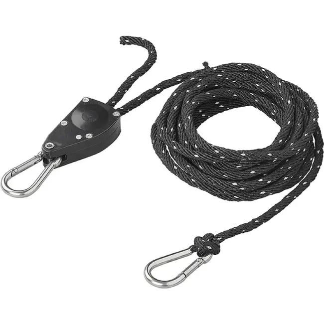 ProPlus Scheerlijn met katrol 500 cm en 6 mm nylon koord met reflecterende strepen voor tent en camping