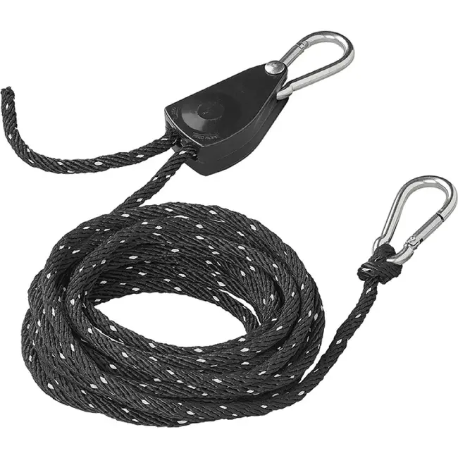 ProPlus Scheerlijn met katrol 500 cm en 6 mm nylon koord met reflecterende strepen voor tent en camping