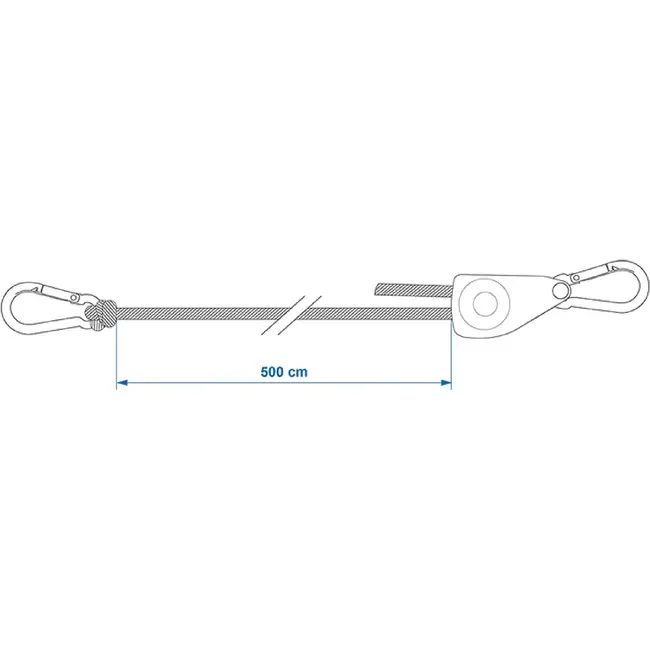 ProPlus Scheerlijn met katrol 500 cm en 6 mm nylon koord met reflecterende strepen voor tent en camping