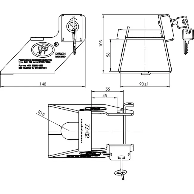 ProPlus Koppelingsslot ZZ-02A RAL2008 voor Ø50 mm aanhangerkoppeling