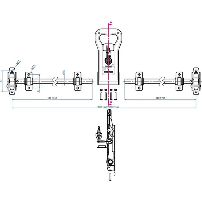 ProPlus Draaistangsluiting ZD-03 van staal met 2 stangen en slot