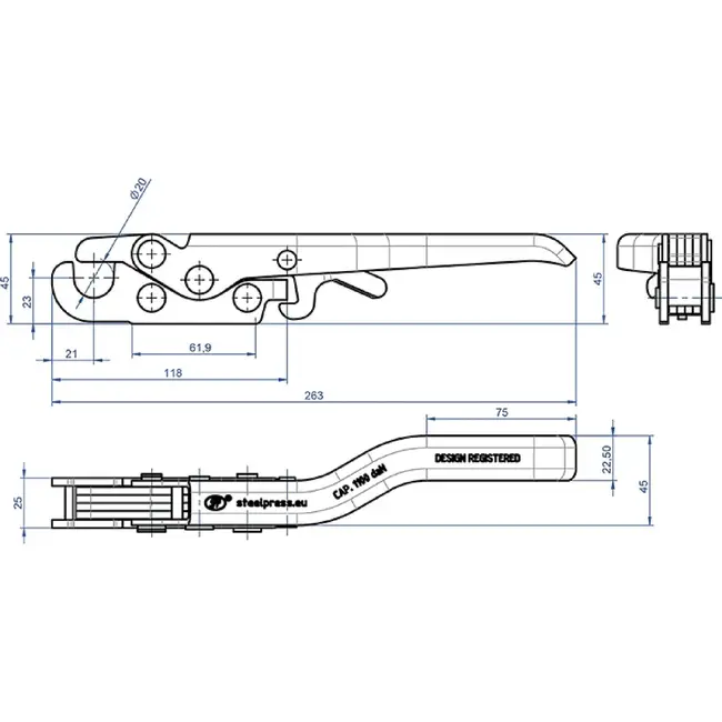ProPlus Pendelsluiting rechts ZB-18R.A van staal voor agrarische trailers - 26,3 x 4,5 x 4,5 cm