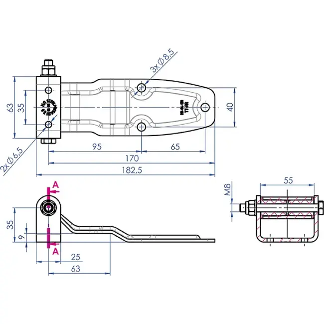 ProPlus Scharnier voor cargo trailer HB-04.170 van staal - 18,3 cm