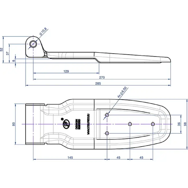 ProPlus Scharnier voor cargo trailer HB-01.270-02 van staal - 28,5 cm