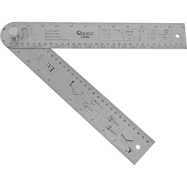 GEKO Verstelbare timmermanshoekmeter 600 mm met 180° schaal en vergrendelknop
