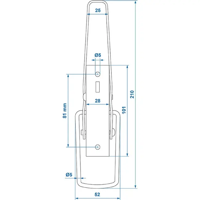 ProPlus Spansluiting smal 210 mm van staal met hefboom en trekbeugel