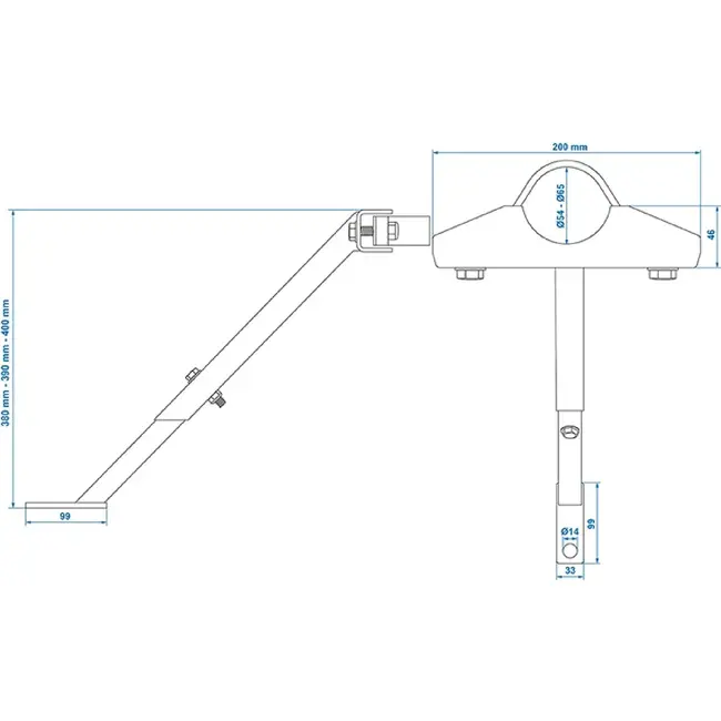 ProPlus Schoor uitschuifbaar voor neuswiel 60 mm - verzinkt staal