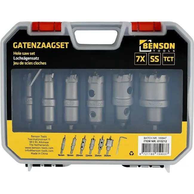 Benson TCT gatenzaagset RVS 7-delig - 16, 18, 20, 22, 25 en 35 mm