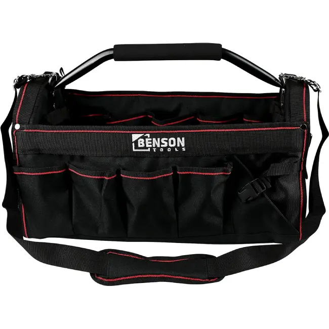 Benson Gereedschapstas open 58 cm - zwart-rood met schouderriem