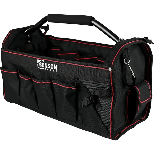 Benson Gereedschapstas open 58 cm - zwart-rood met schouderriem
