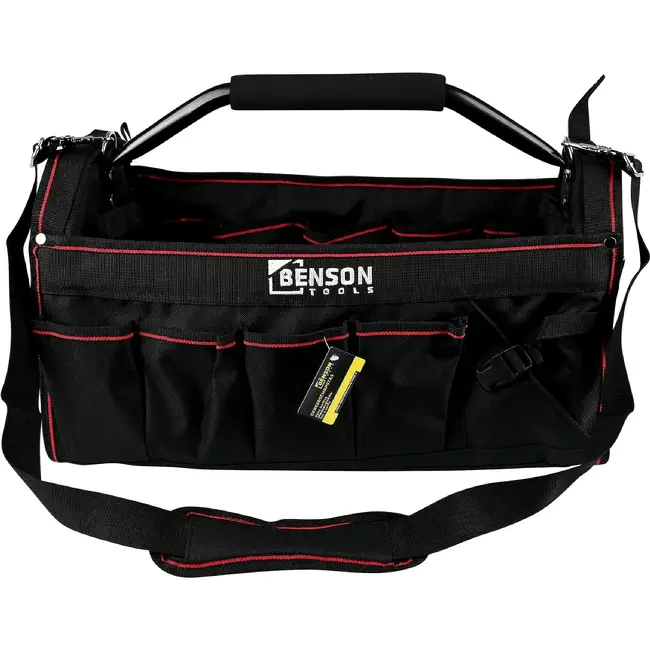 Benson Gereedschapstas open 58 cm - zwart-rood met schouderriem