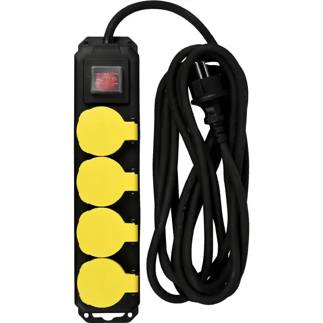 Benson Stekkerdoos 4-voudig met randaarde en schakelaar - 5 m kabel, 230 V, 16 A, maximaal 3680 W en IP44