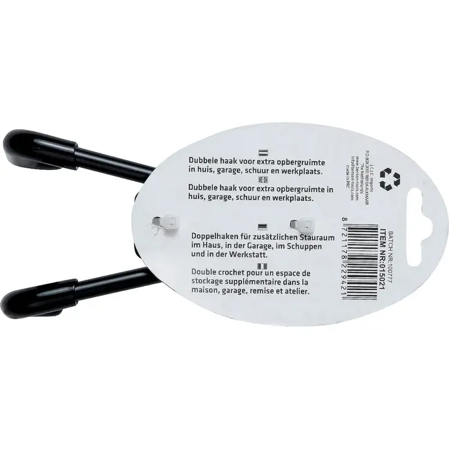 Benson Dubbele universele haak zwart 70 x 60 mm voor extra opbergruimte