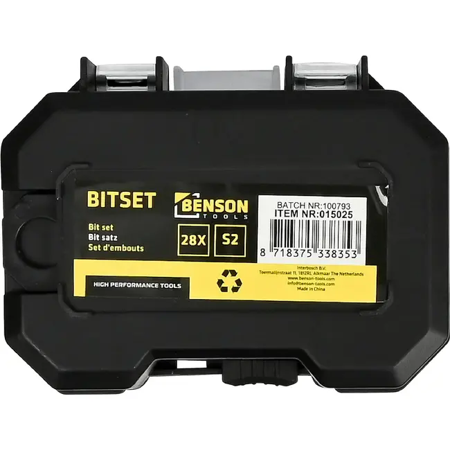 Benson Bitset 28-delig van S2-staal met 1/4 inch zeskantopname