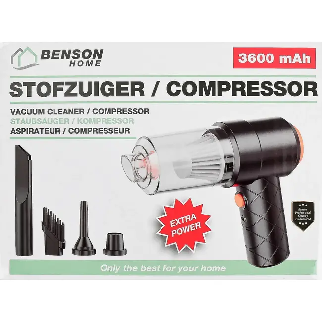 Benson 2-in-1 mini stofzuiger en blazer 3600 mAh met HEPA-filter