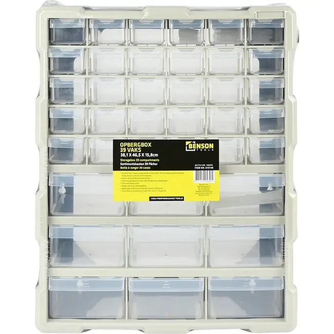 Benson Opbergbox met 39 vakken - 38,1 x 46,5 x 15,8 cm - voor kleine schroeven, moeren en boortjes