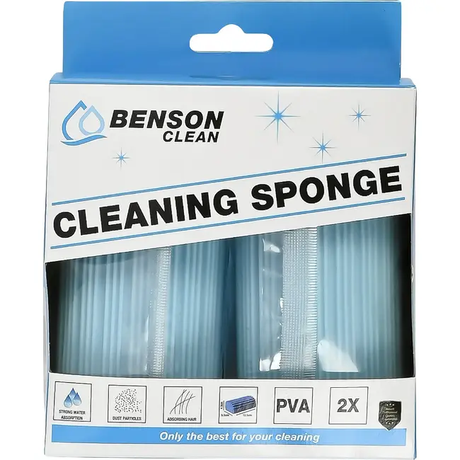 Benson PVA schoonmaaksponzen 2 stuks - sterk waterabsorberend voor schoonmaken in huis en autowassen