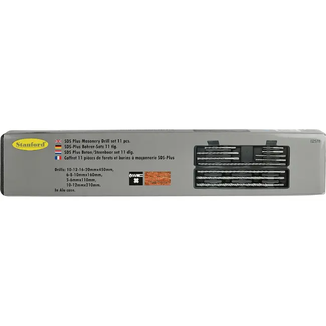 Merkloos SDS-plus boorset 11-delig - betonboren van 5 tot 20 mm en lengtes tot 450 mm, met koffer