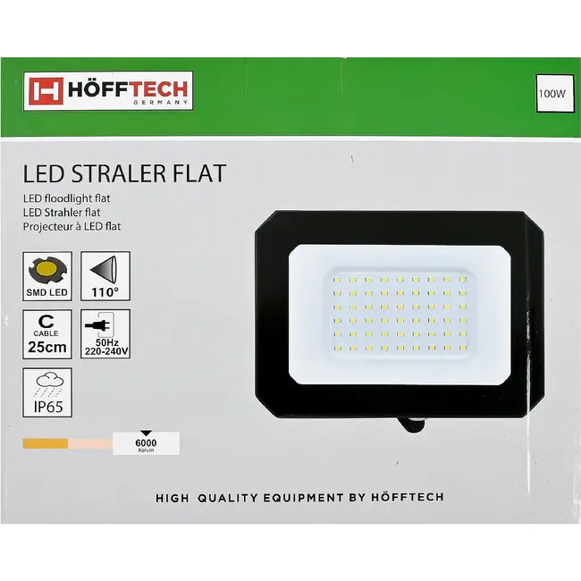 Höfftech LED Straler Flat 100W SMD - 10.000 lumen - IP65 - 6000 K