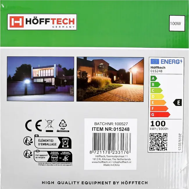 Höfftech LED Straler 100W met sensor - 10.000 lumen - IP44 - 6000 K