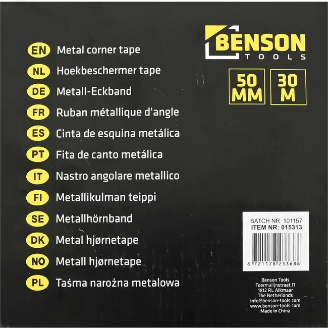 Benson Hoekbeschermingstape 50 mm x 30 m – Tegen stoten en krassen