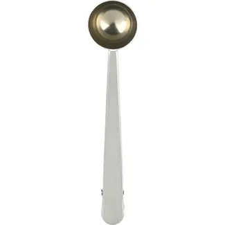 Benson Maatlepel met clip koffie/ thee - rvs - zilver - circa - 17 cm - lengte circa 17 cm - met duidelijke specificaties