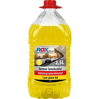 ROX Zomer ruitensproeiervloeistof 2,5 liter geel en gebruiksklaar voor schone autoruiten onderweg