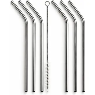 Benson RVS rietjes gebogen 22,5 cm - 6 stuks met reinigingsborstel