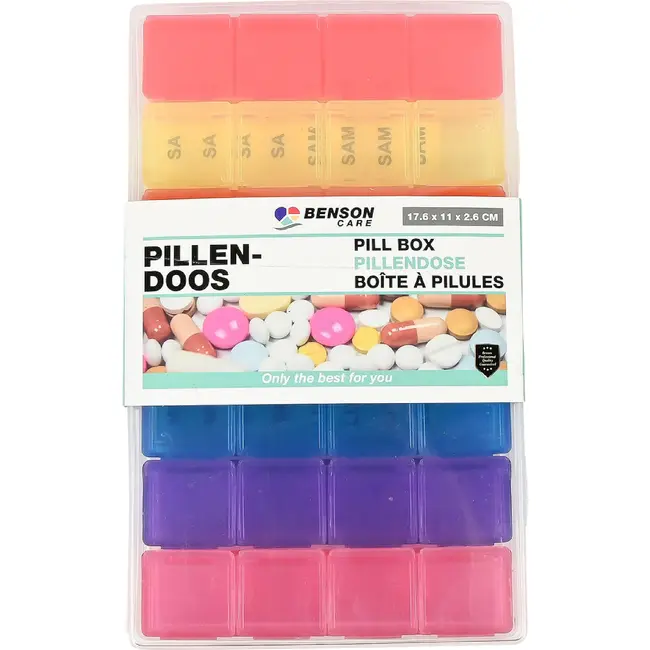 Benson Pillendoos 7 dagen met 4 vakken per dag en losse dagboxen