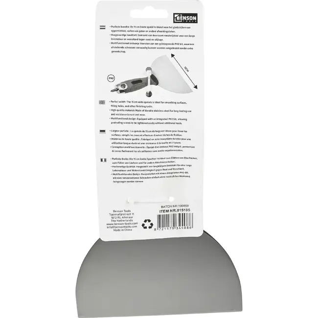 Benson Spachtelmes 15 cm met geïntegreerde PH2 kruiskop-bit en grip