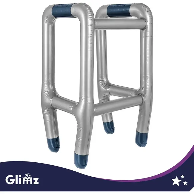 Glimz Opblaasbare Rollator met Wandelstok – Carnaval Verkleedset