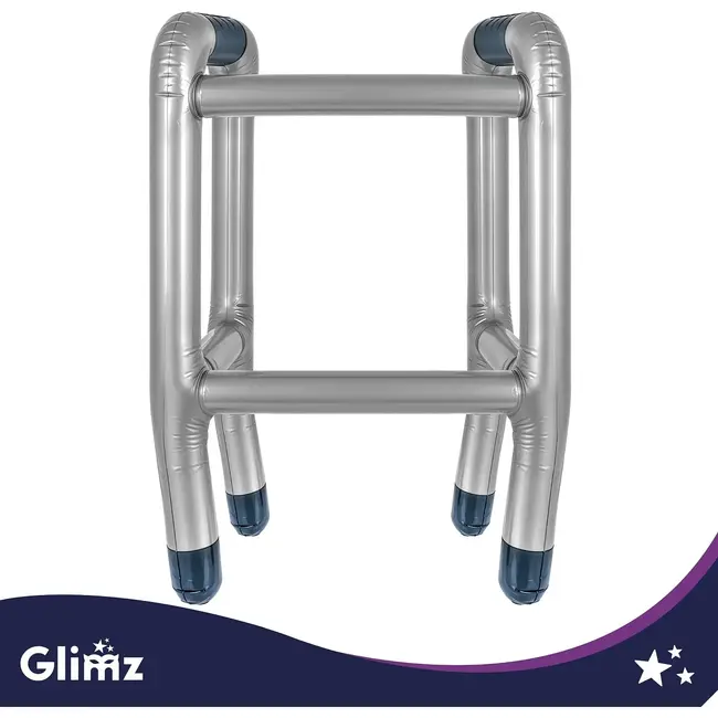 Glimz Opblaasbare Rollator met Wandelstok – Carnaval Verkleedset