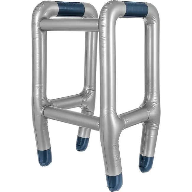 Glimz Opblaasbare Rollator met Wandelstok – Carnaval Verkleedset