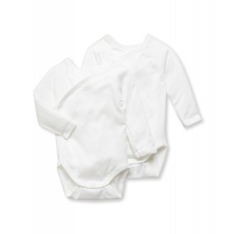 Petit Bateau Petit Bateau 54218 set van 2 omslagbody's met lange mouwen wit