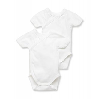 Petit Bateau Petit Bateau 54220 set van 2 omslagbody's met korte mouwen wit