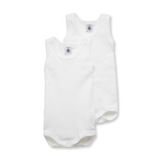 Petit Bateau Petit Bateau A01T5 set van 2 mouwloze body’s wit