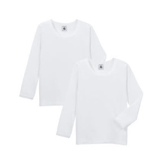 Petit Bateau Petit Bateau A01FA set van 2 meisjes T-shirts met lange mouwen wit