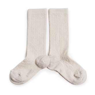 Collégien Collégien Adèle Pointelle Merino Wool Knee-high Socks Doux Agneaux
