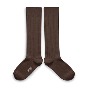 Collégien Collégien La Haute Ribbed Knee-high Socks Chocolat au lait