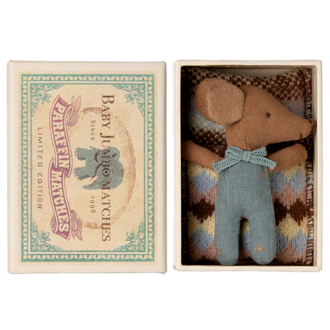 Maileg Maileg Sleepy wakey baby mouse in matchbox Blue Maileg Maileg Sleepy wakey baby mouse in matchbox Blue