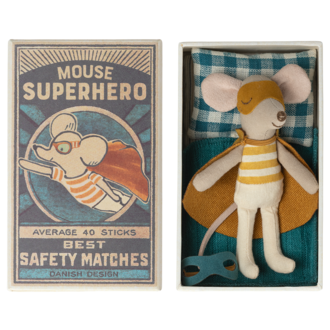 Maileg Maileg Super hero mouse Little brother in matchbox