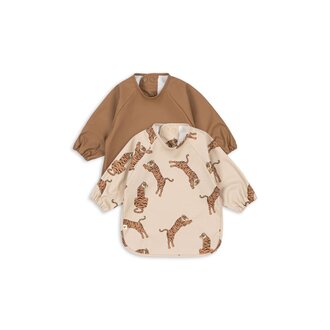 Konges Slojd Konges Slojd 2 pack dinner bib with sleeves tiger/toasted coconut